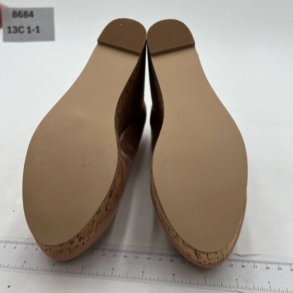 XYD Women Comfort Round Toe Wood Platform Pumps Slip On Patent Wedge Cork - Picture 6 of 7